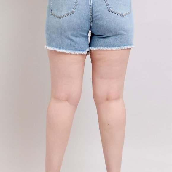 Hazel Blues® | Judy Blue Tummy Control Raw Hem Denim Shorts - Picture 13 of 16